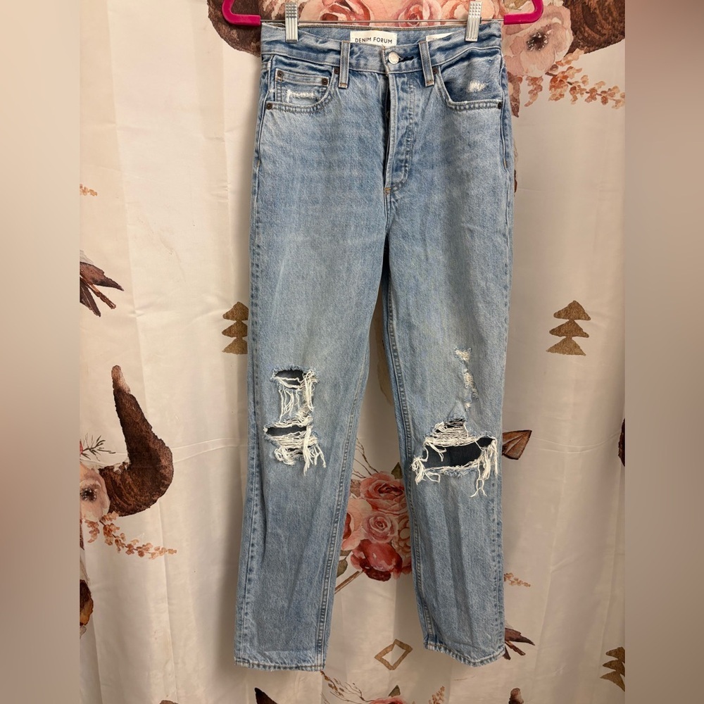 Size 24 denim forum High-Rise Distressed Light Blue Jeans​​